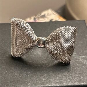 Statement Ring, Silver Mesh Bow, size 8